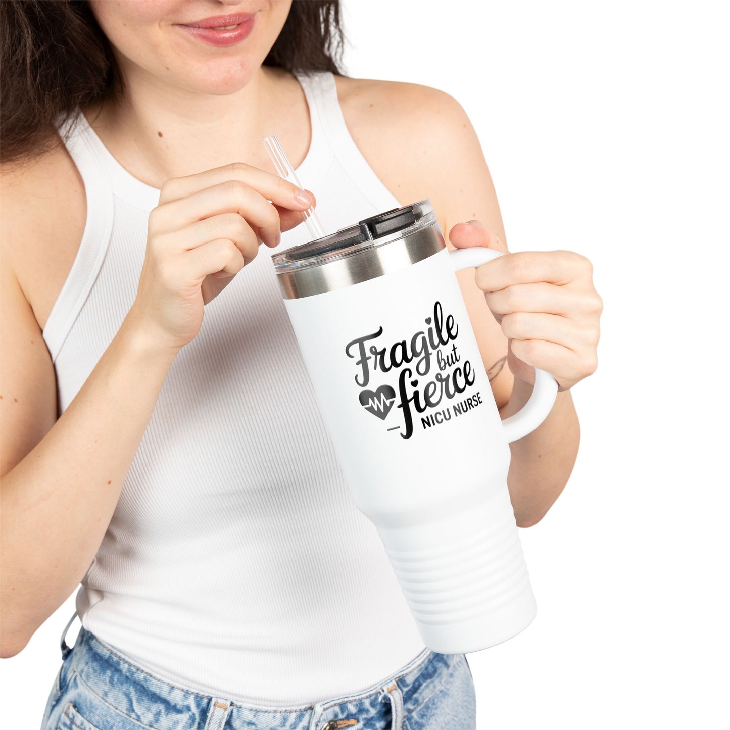 Fragile But Fierce NICU Nurse Insulated Travel Mug 40oz