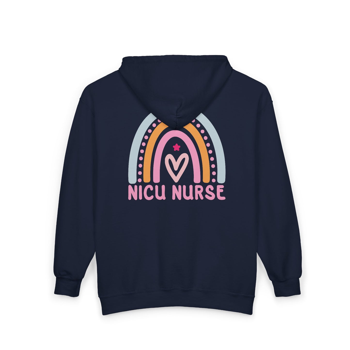 NICU Nurse Boho Rainbow Retro Zip Hoodie
