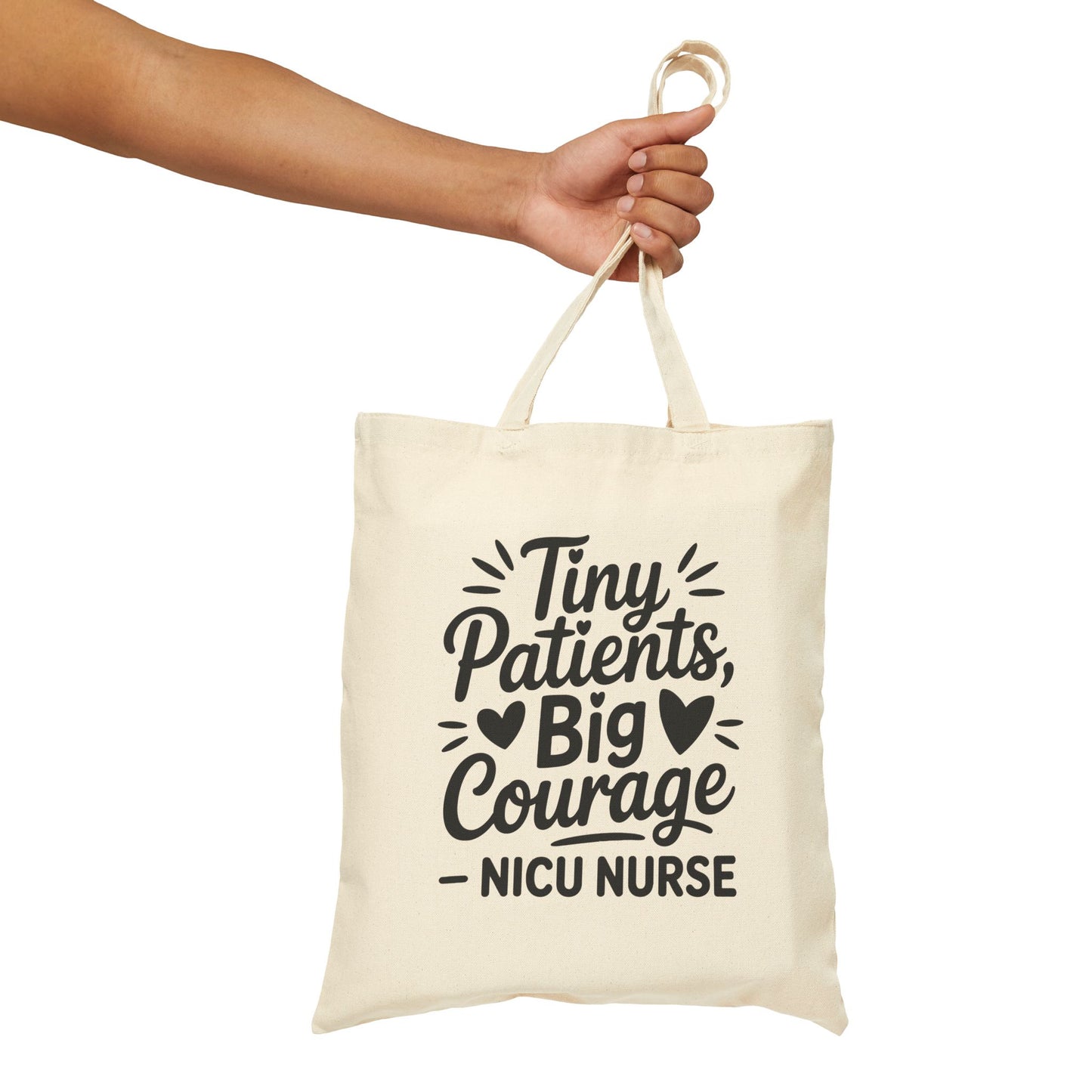 Tiny Patients Big Courage Cotton Canvas Tote Bag