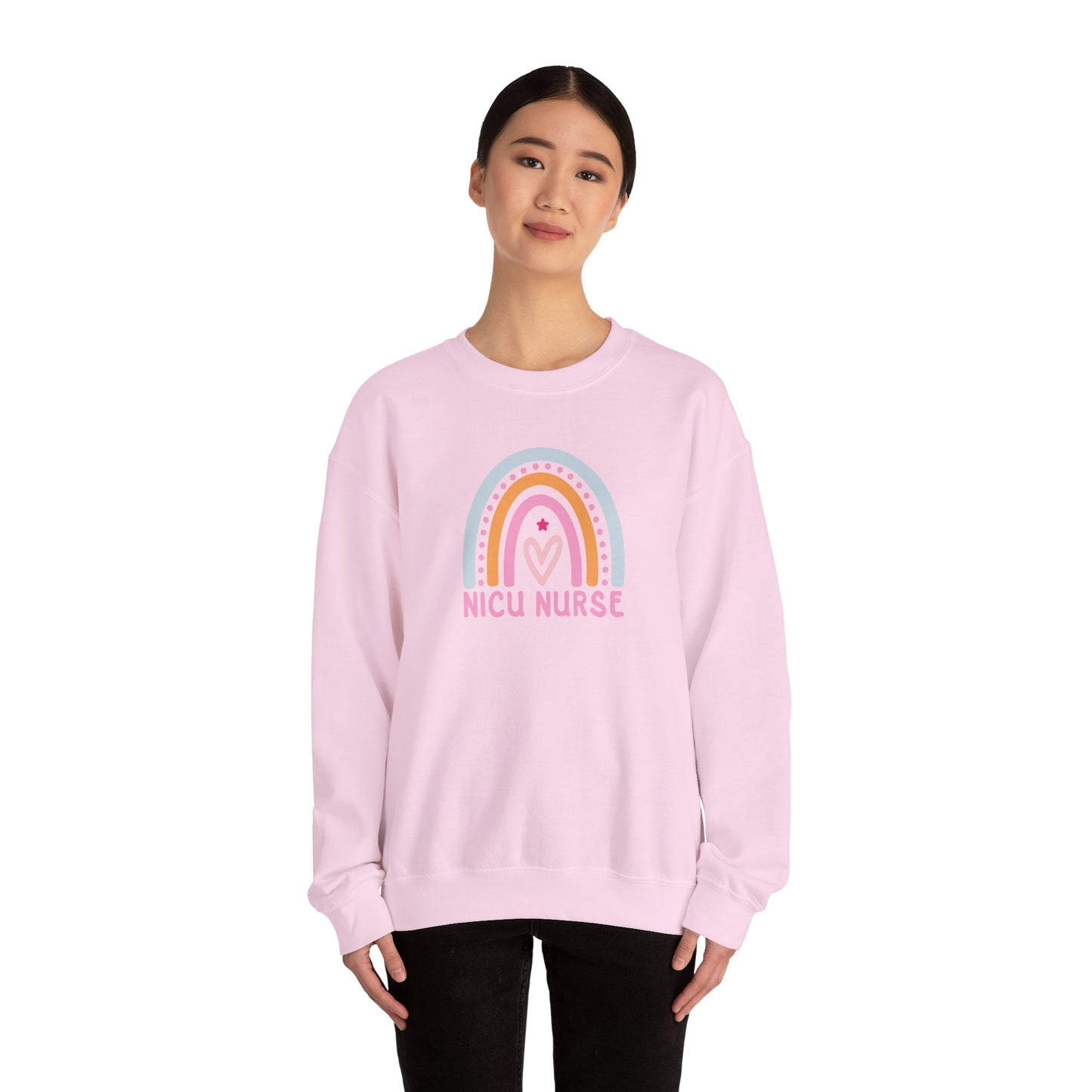 NICU Nurse Boho Rainbow Retro Crewneck Sweatshirt