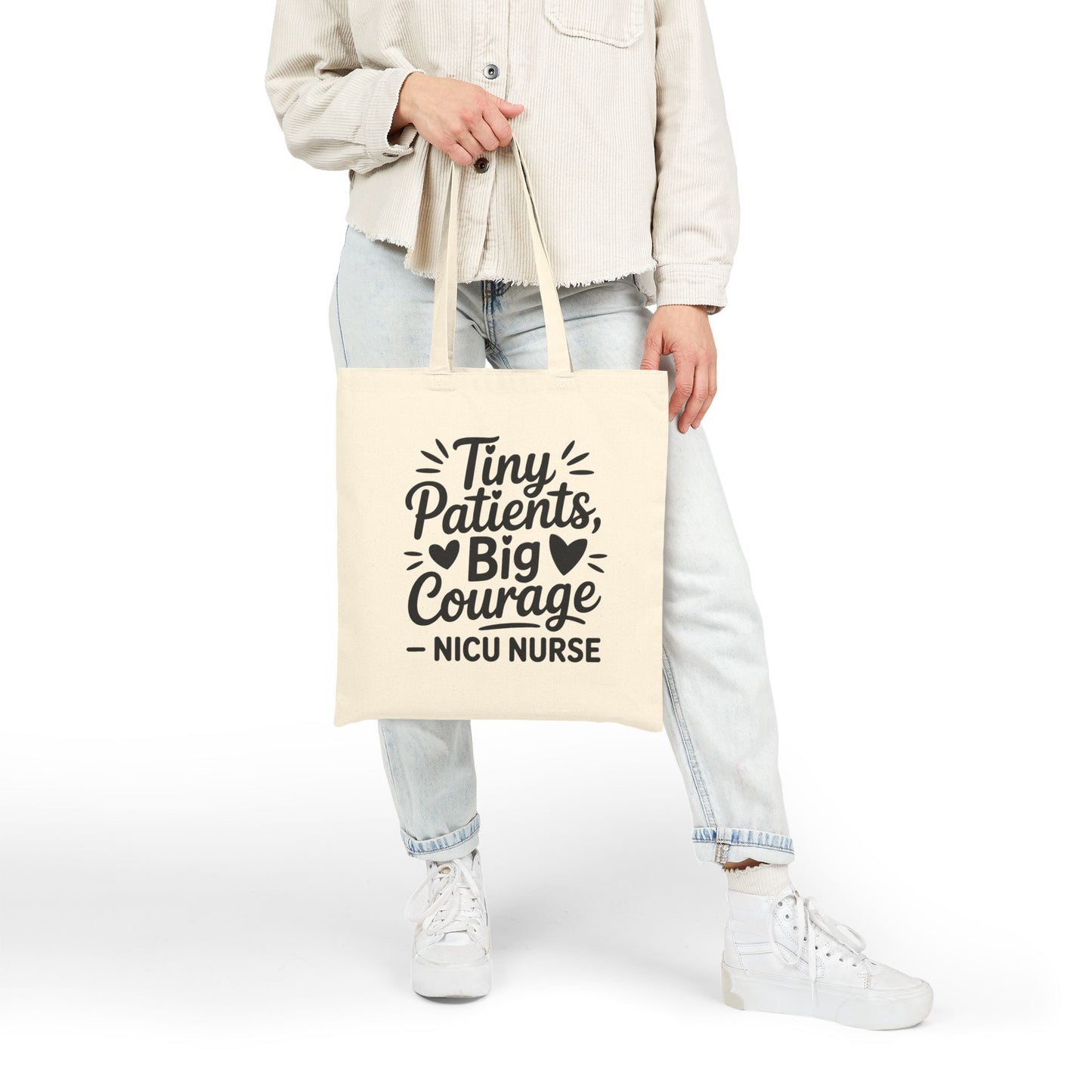 Tiny Patients Big Courage Cotton Canvas Tote Bag