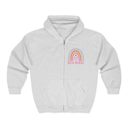 NICU Nurse Boho Rainbow Retro Zip Hoodie