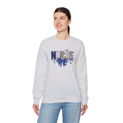 Preppy Nurse Floral Leopard Print Crewneck Sweatshirt