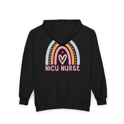 NICU Nurse Boho Rainbow Retro Zip Hoodie