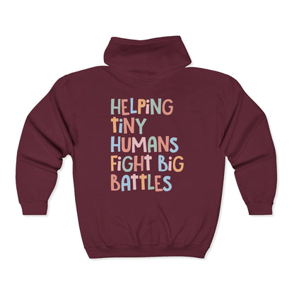 NICU Nurse Zip-Up Hoodie | Helping Tiny Humans Fight Big Battles