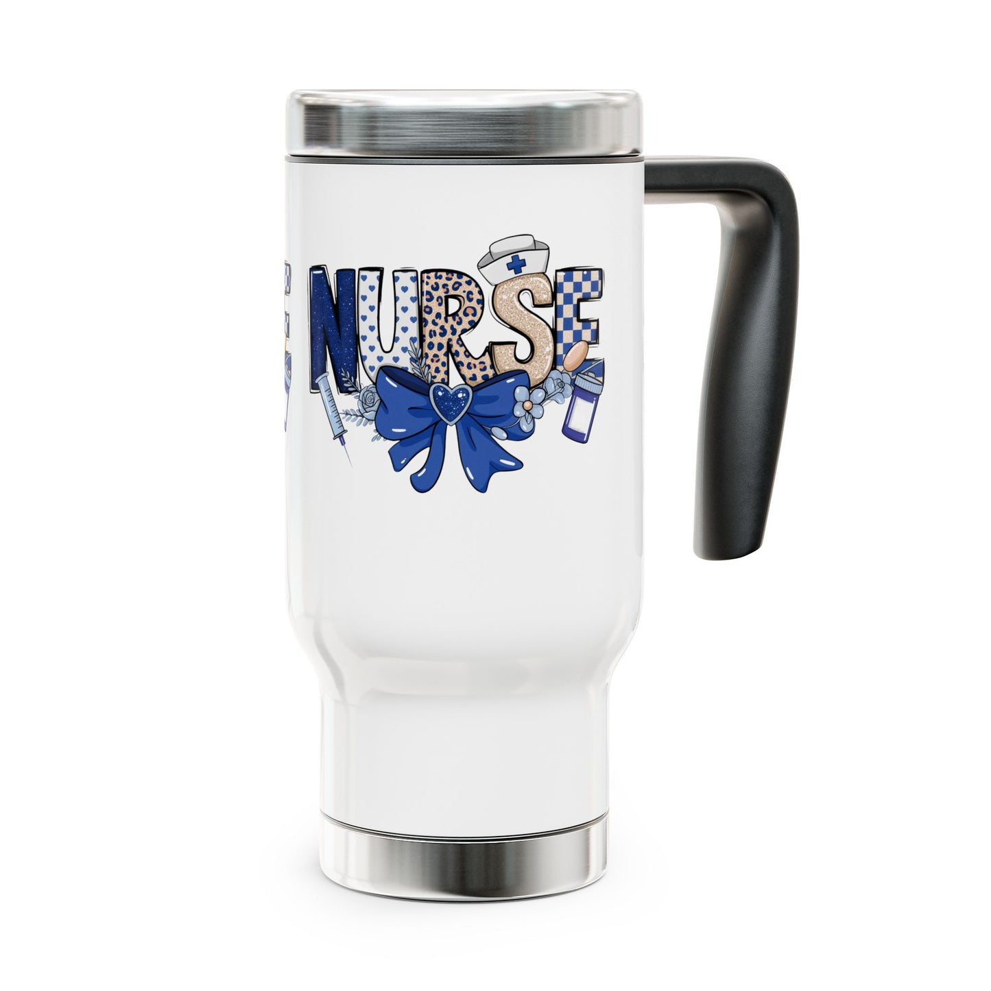 Preppy Nurse Floral Leopard Print Travel Mug 14oz