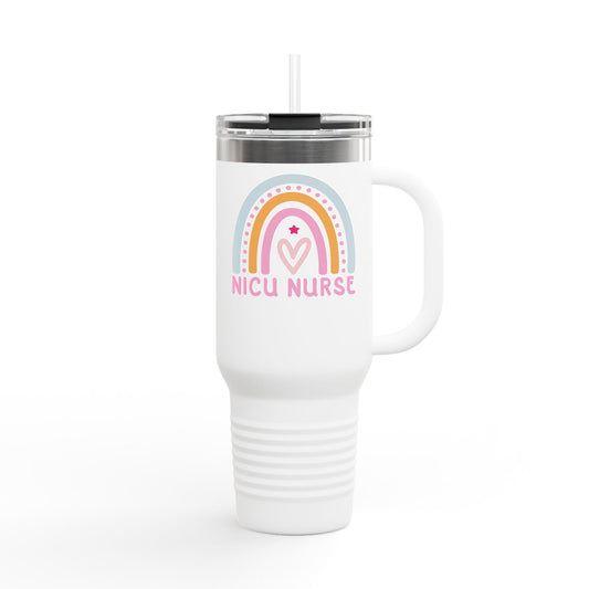 NICU Nurse Boho Rainbow Retro Insulated Travel Mug 40oz