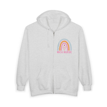NICU Nurse Boho Rainbow Retro Zip Hoodie