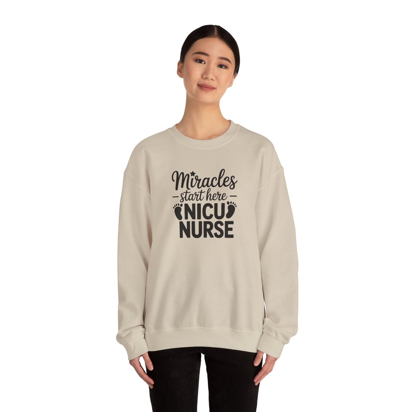 Miracles Start Here NICU Nurse Crewneck Sweatshirt