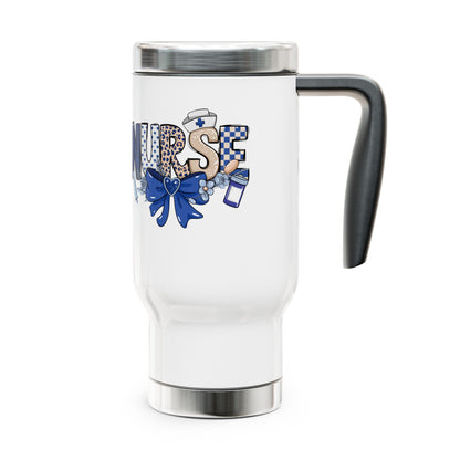 Preppy Nurse Floral Leopard Print Travel Mug 14oz