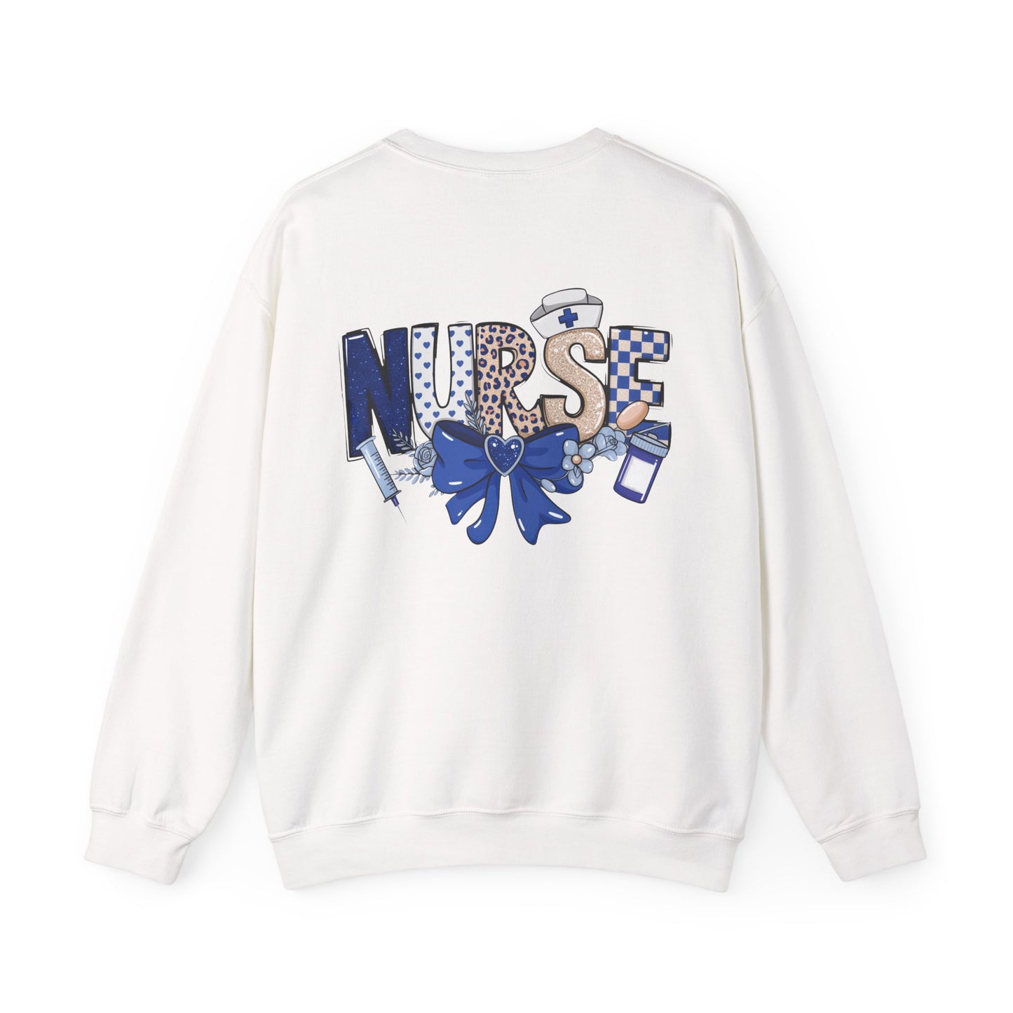 Preppy Nurse Floral Leopard Print Crewneck Sweatshirt