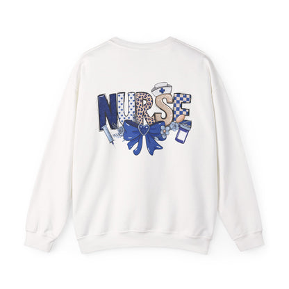 Preppy Nurse Floral Leopard Print Crewneck Sweatshirt