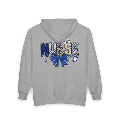 Preppy Nurse Floral Leopard Print Zip Hoodie