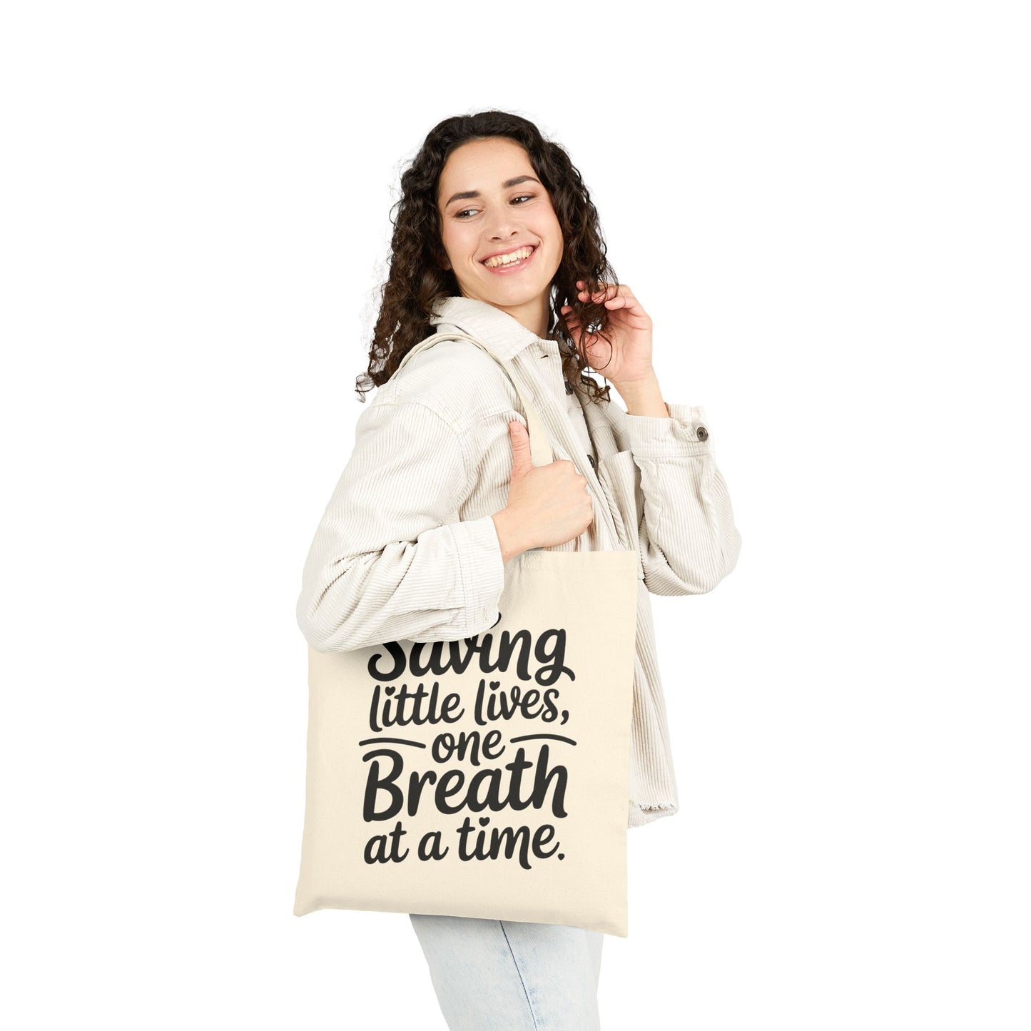 Saving Little Lives One Breath at a Time Cotton Canvas Tote Bag