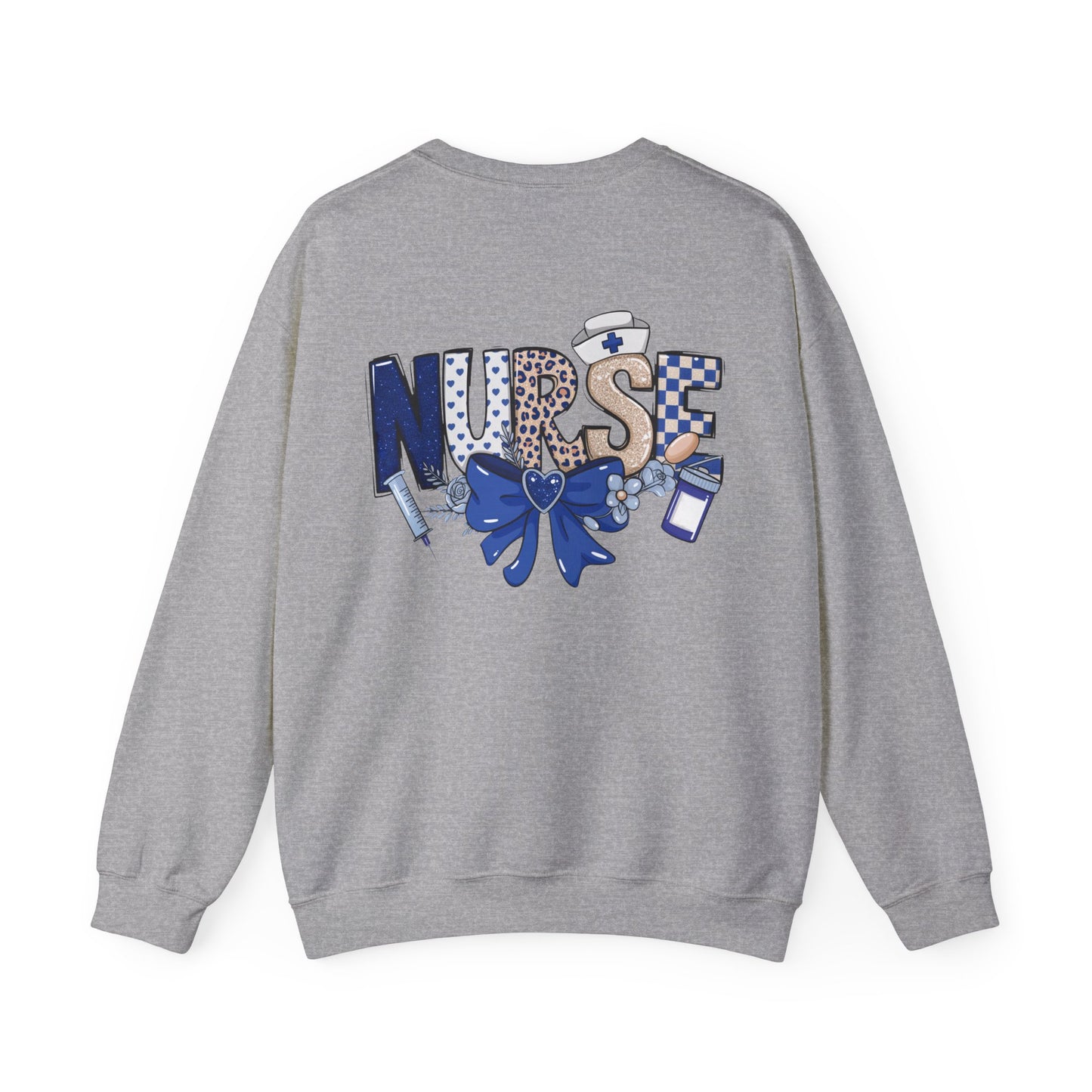 Preppy Nurse Floral Leopard Print Crewneck Sweatshirt