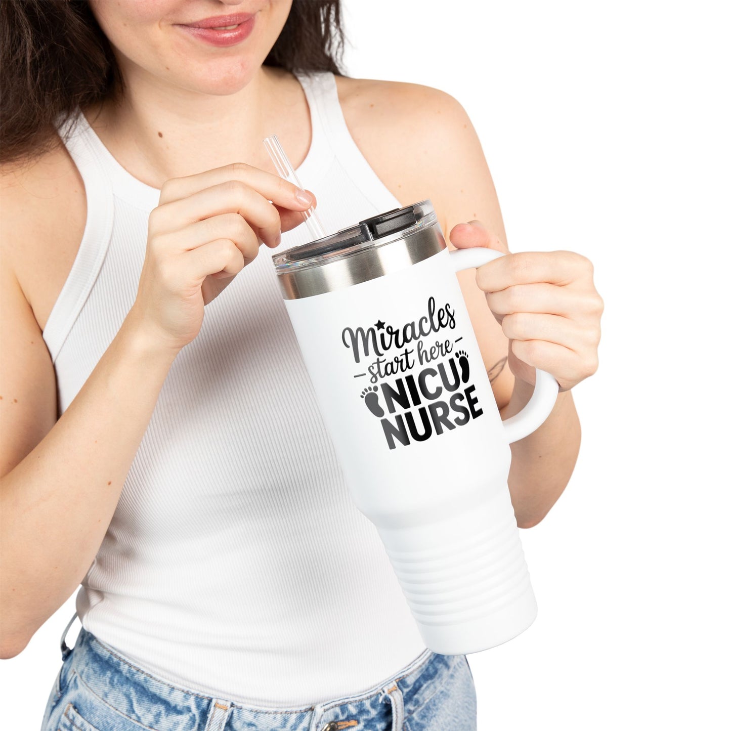 Miracles Start Here NICU Nurse Insulated Travel Mug 40oz