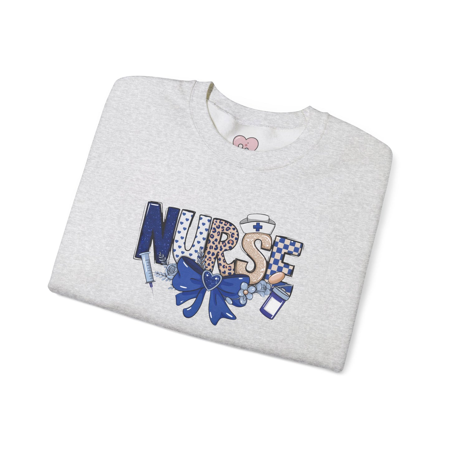 Preppy Nurse Floral Leopard Print Crewneck Sweatshirt