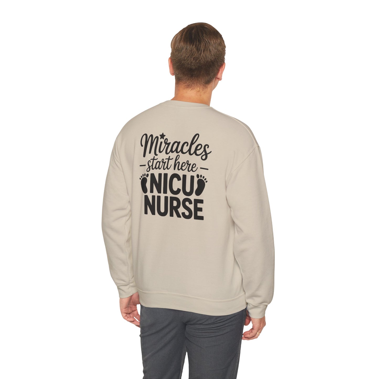 Miracles Start Here NICU Nurse Crewneck Sweatshirt