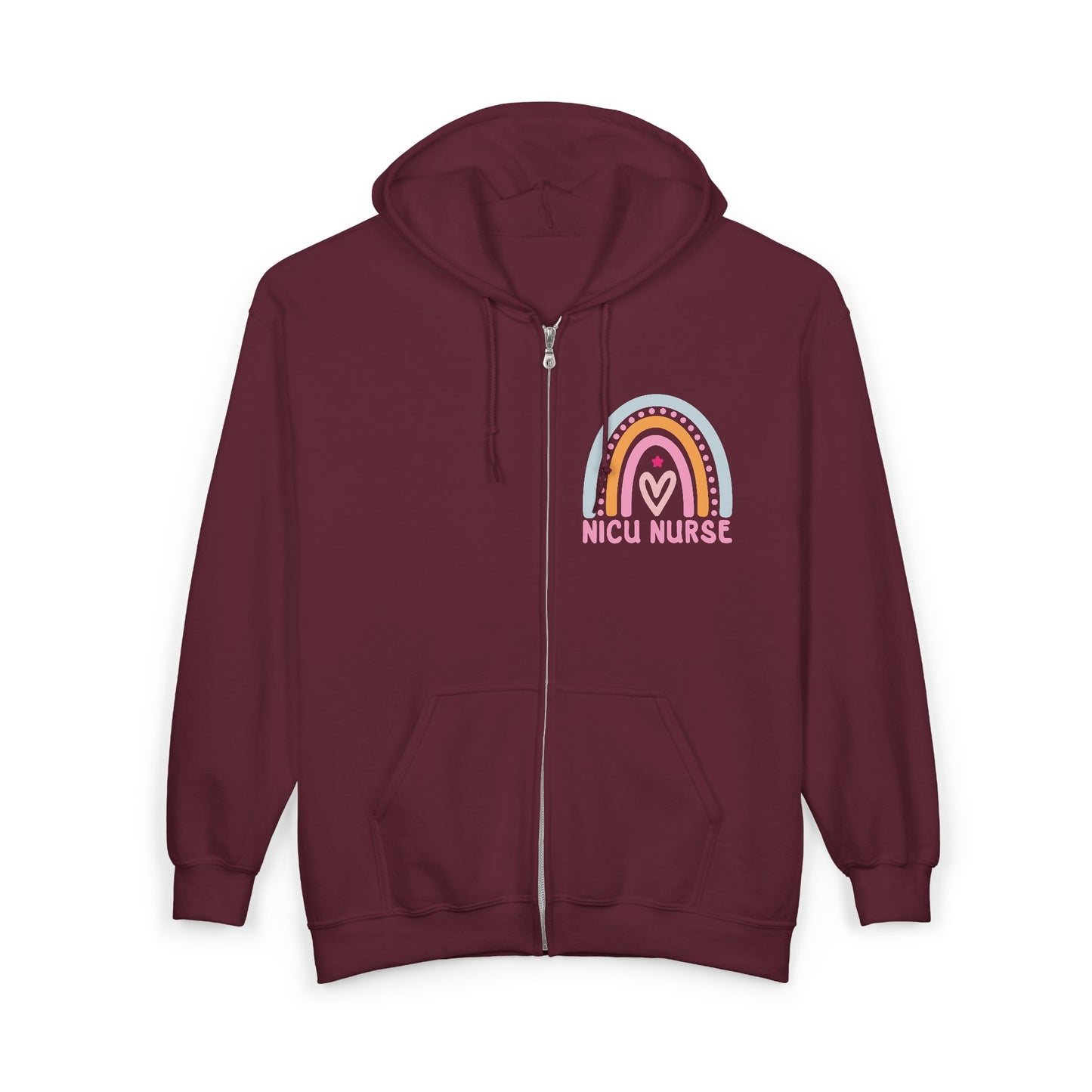 NICU Nurse Boho Rainbow Retro Zip Hoodie