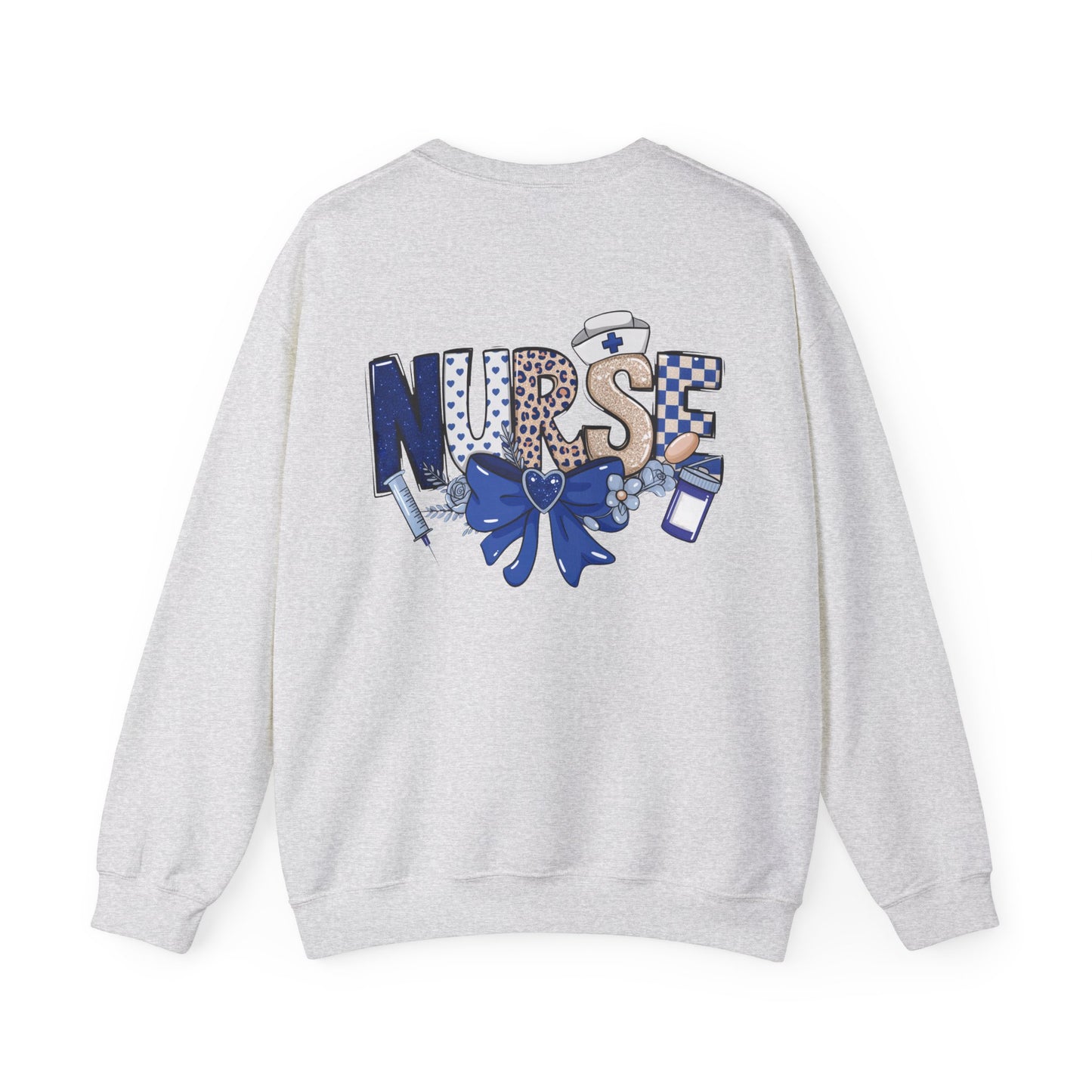 Preppy Nurse Floral Leopard Print Crewneck Sweatshirt