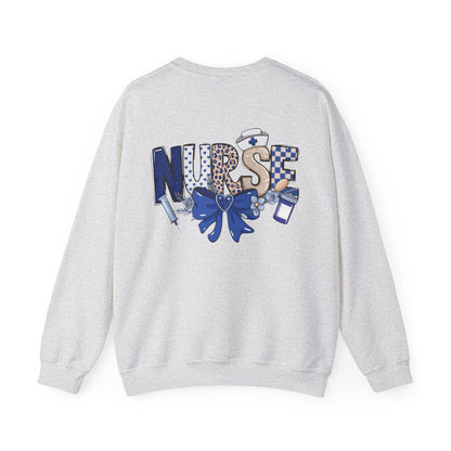 Preppy Nurse Floral Leopard Print Crewneck Sweatshirt