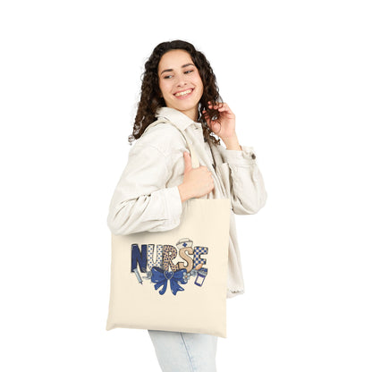 Preppy Nurse Floral Leopard Print Cotton Canvas Tote Bag