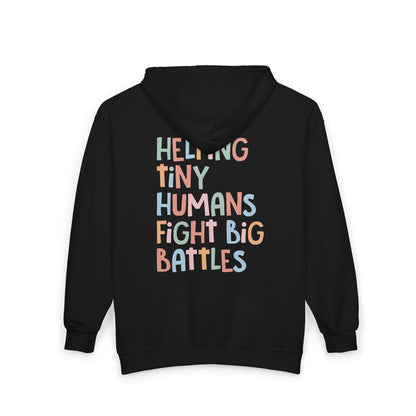 NICU Nurse Zip-Up Hoodie | Helping Tiny Humans Fight Big Battles