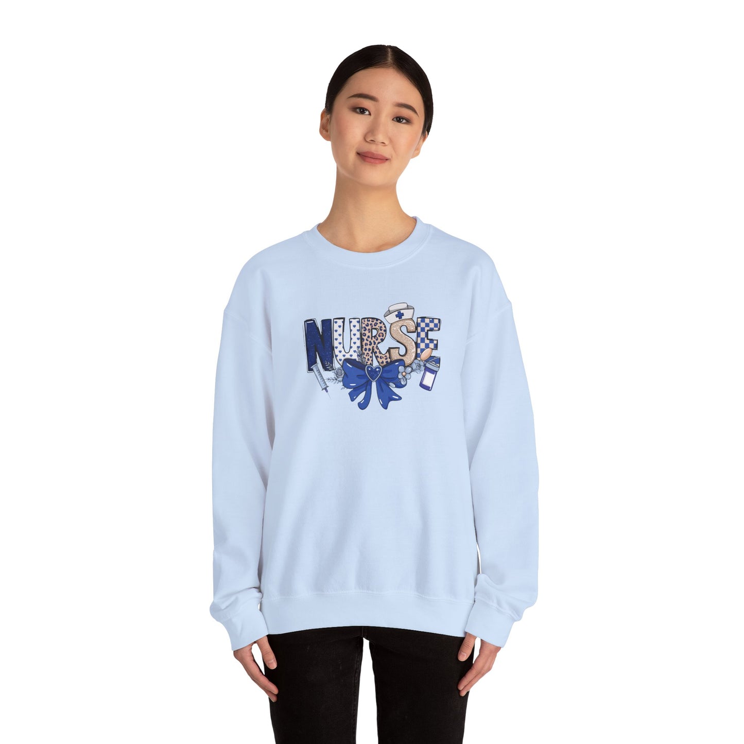 Preppy Nurse Floral Leopard Print Crewneck Sweatshirt