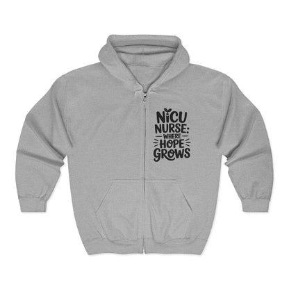 Where Hope Grows NICU Nurse Zip Hoodie