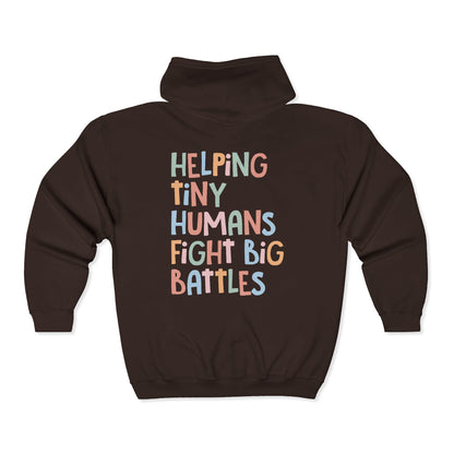 NICU Nurse Zip-Up Hoodie | Helping Tiny Humans Fight Big Battles