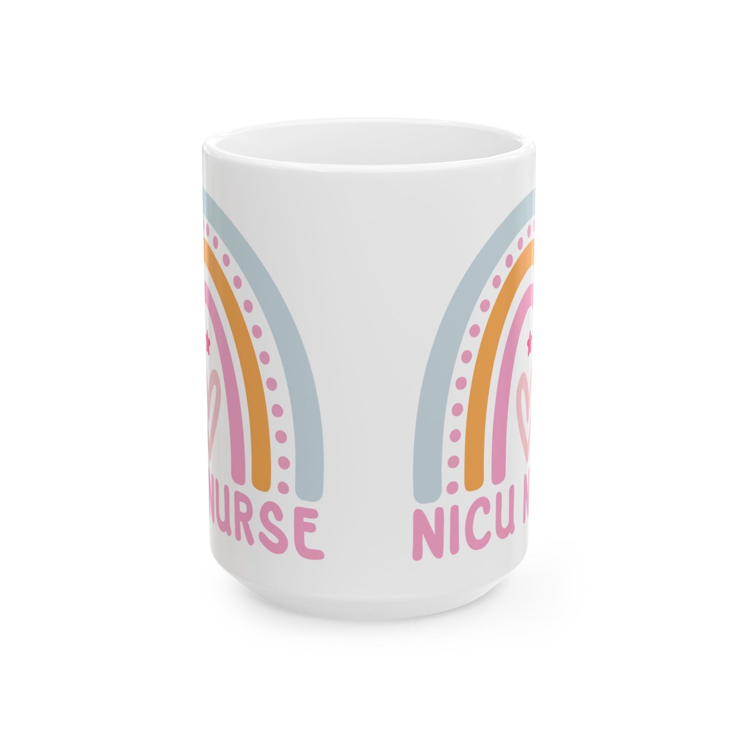 NICU Nurse Boho Rainbow Retro Ceramic Mug 15oz