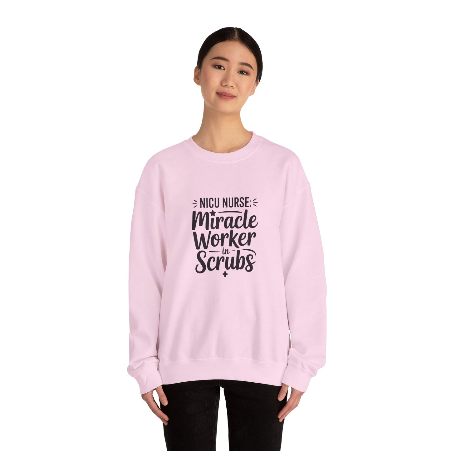 Miracle Worker in Scrubs NICU Nurse Crewneck Sweatshirt