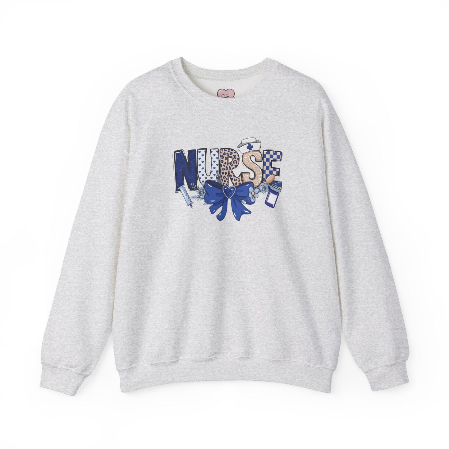 Preppy Nurse Floral Leopard Print Crewneck Sweatshirt