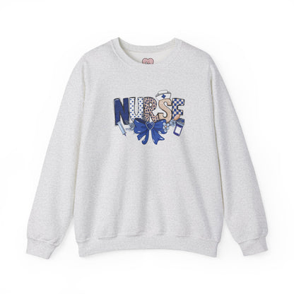 Preppy Nurse Floral Leopard Print Crewneck Sweatshirt