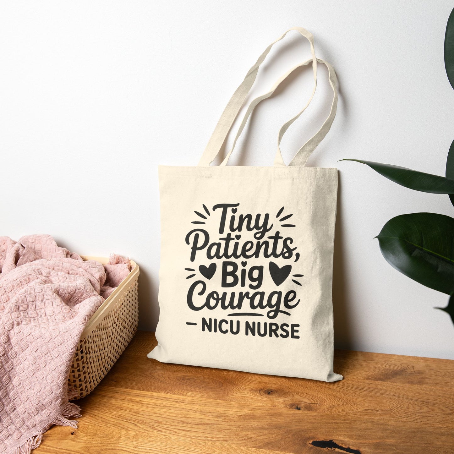 Tiny Patients Big Courage Cotton Canvas Tote Bag