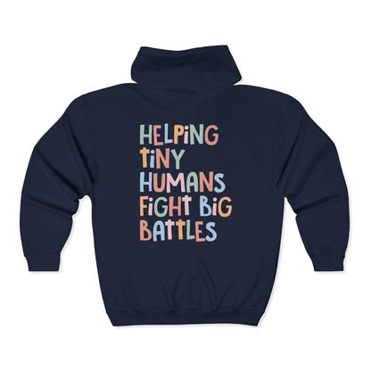 NICU Nurse Zip-Up Hoodie | Helping Tiny Humans Fight Big Battles