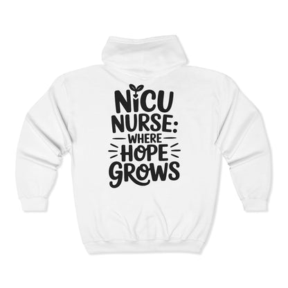 Where Hope Grows NICU Nurse Zip Hoodie