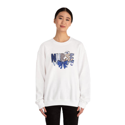 Preppy Nurse Floral Leopard Print Crewneck Sweatshirt