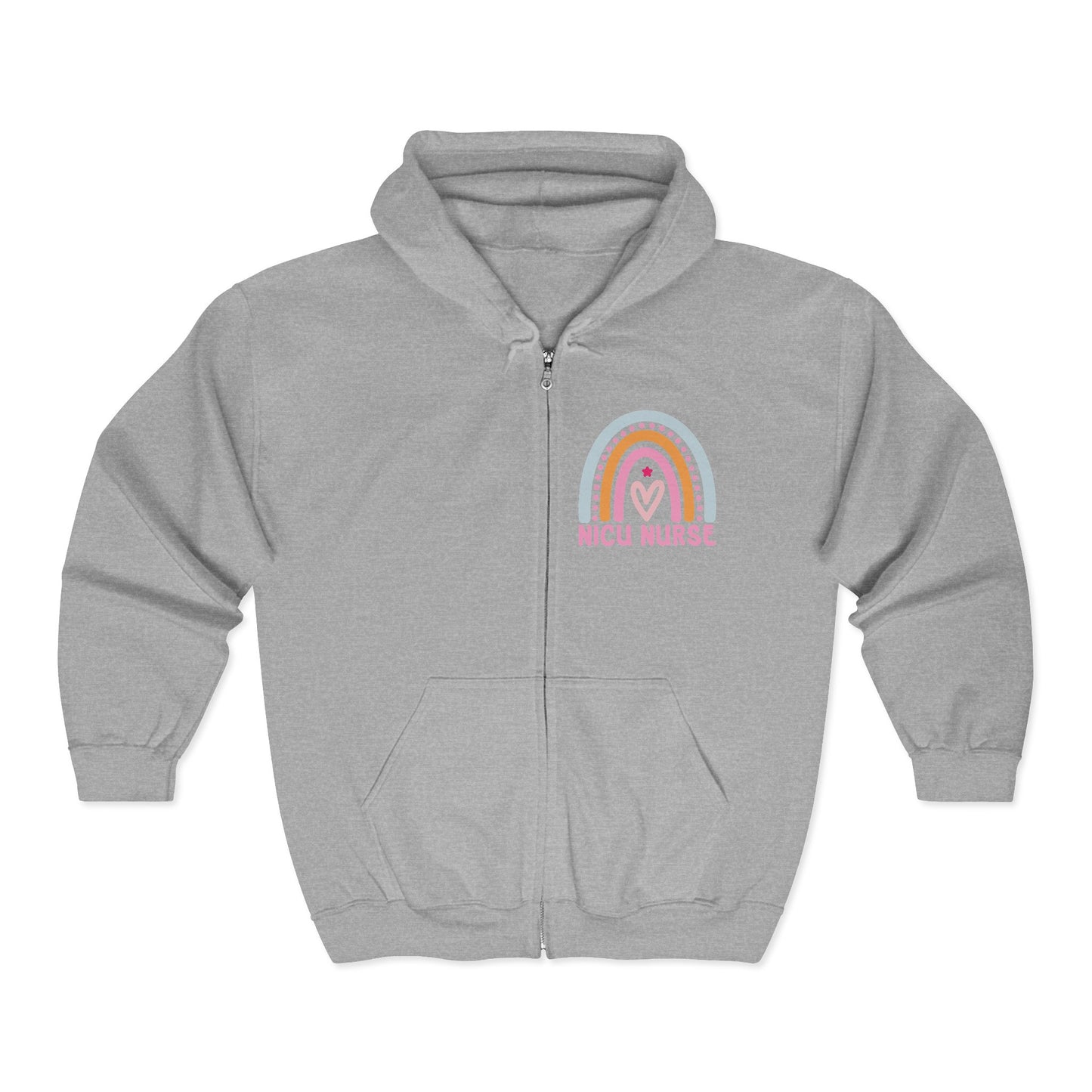 NICU Nurse Boho Rainbow Retro Zip Hoodie
