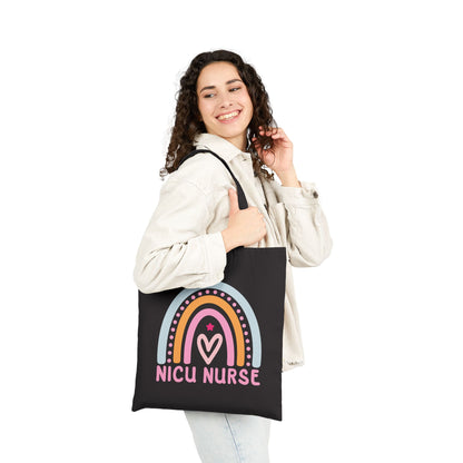 NICU Nurse Boho Rainbow Retro Cotton Canvas Tote Bag
