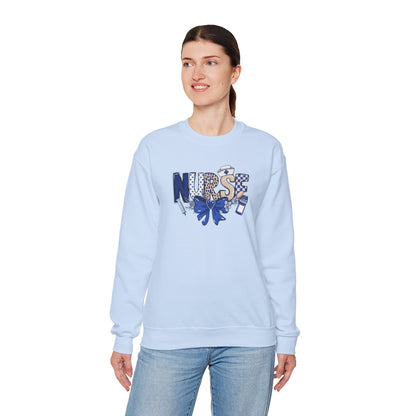 Preppy Nurse Floral Leopard Print Crewneck Sweatshirt