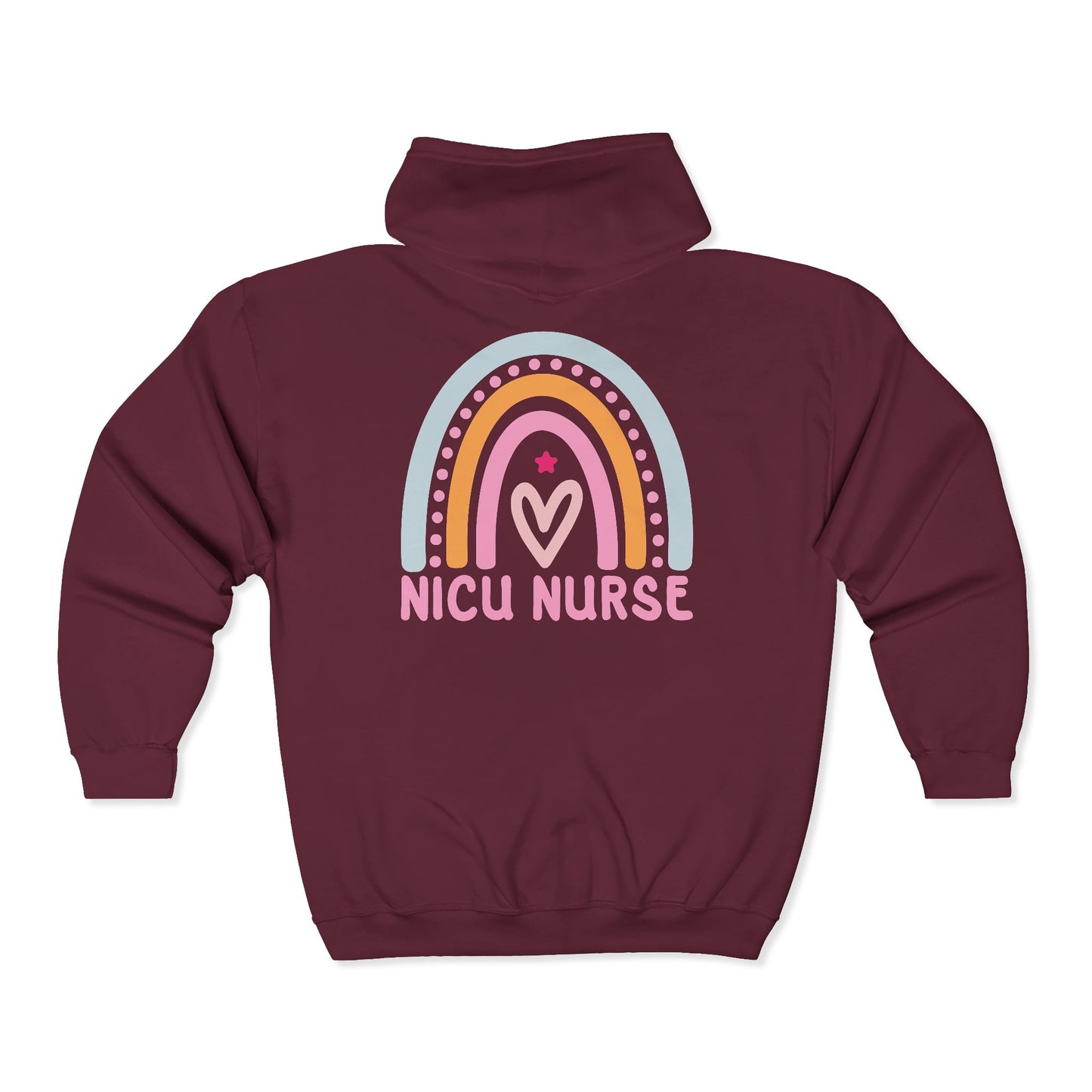 NICU Nurse Boho Rainbow Retro Zip Hoodie