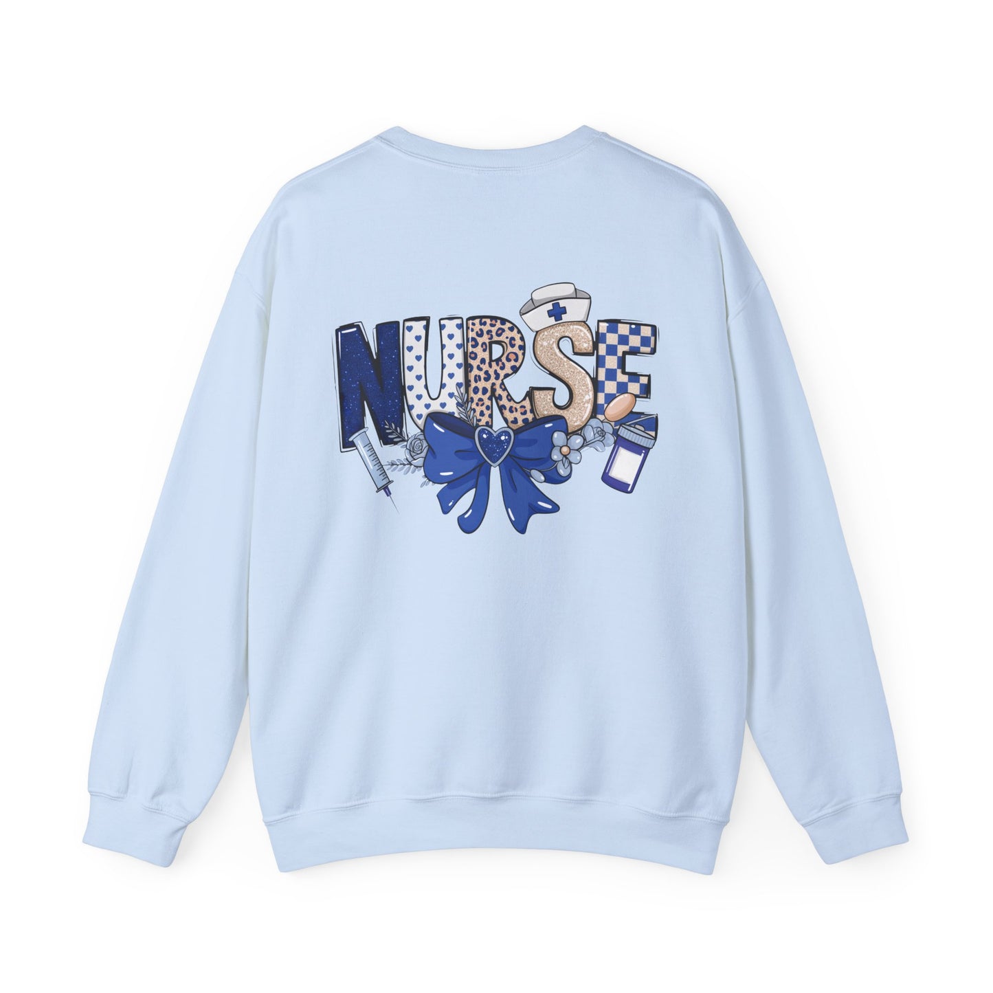 Preppy Nurse Floral Leopard Print Crewneck Sweatshirt
