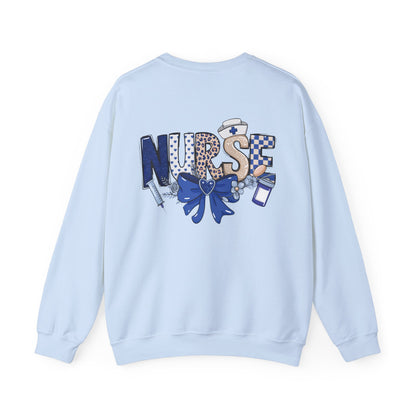 Preppy Nurse Floral Leopard Print Crewneck Sweatshirt