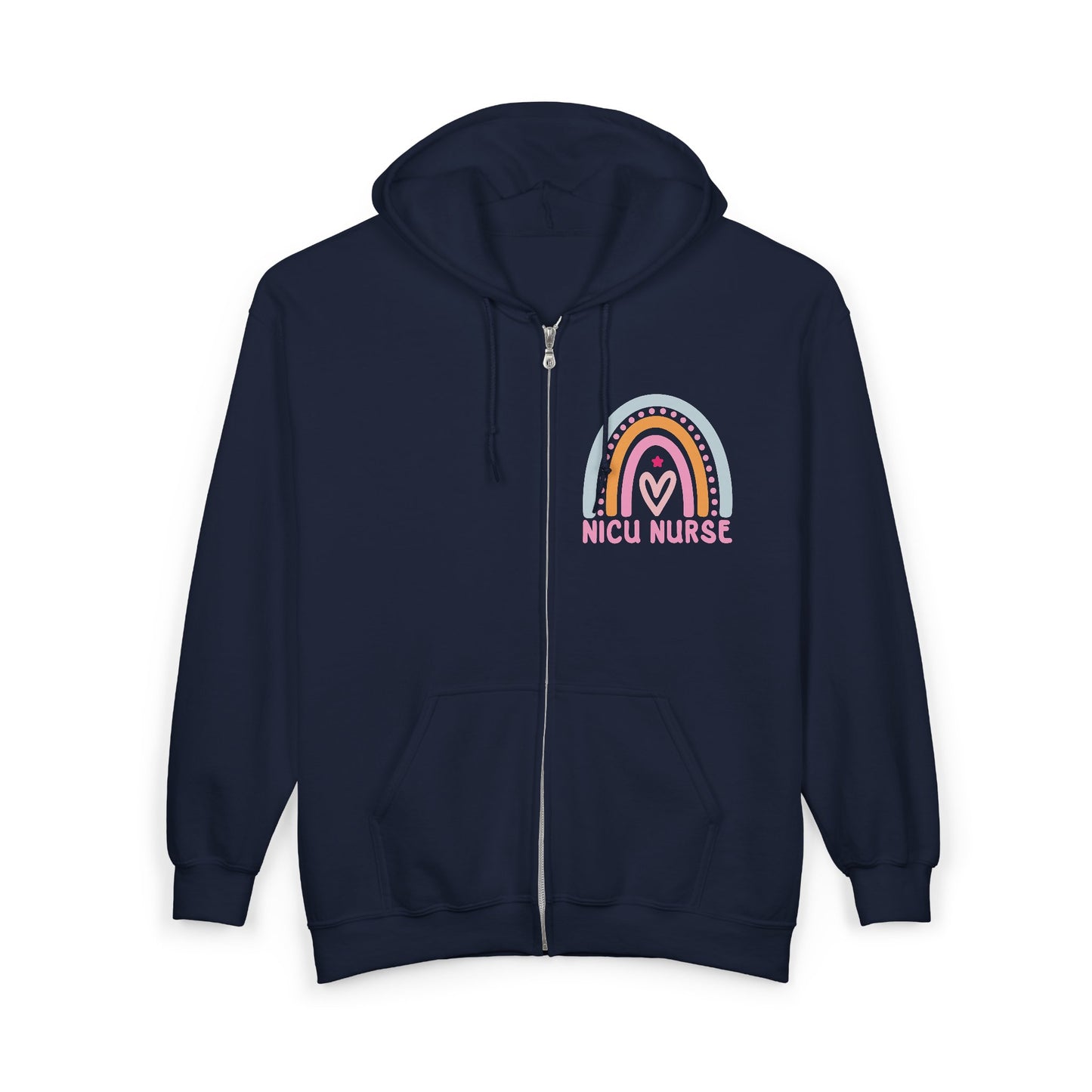 NICU Nurse Boho Rainbow Retro Zip Hoodie