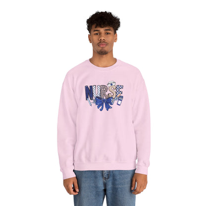 Preppy Nurse Floral Leopard Print Crewneck Sweatshirt