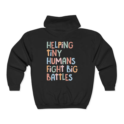 NICU Nurse Zip-Up Hoodie | Helping Tiny Humans Fight Big Battles