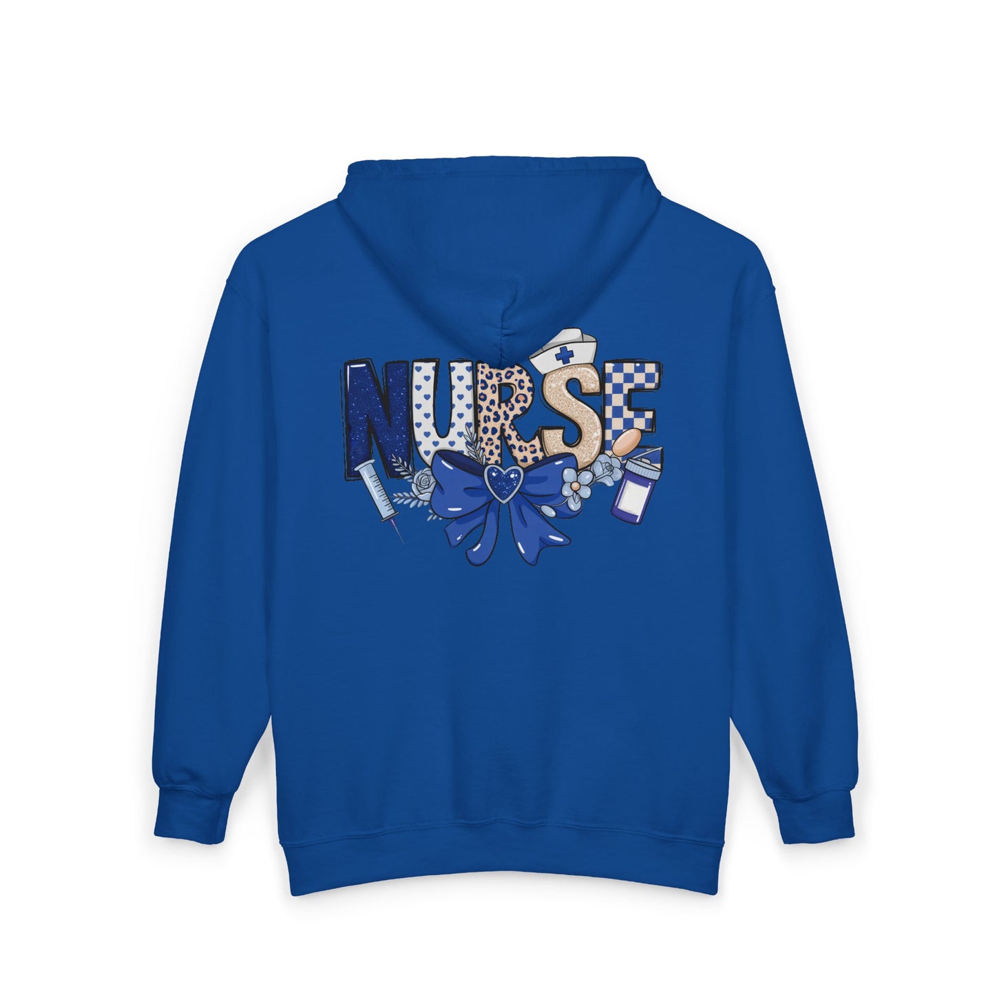 Preppy Nurse Floral Leopard Print Zip Hoodie