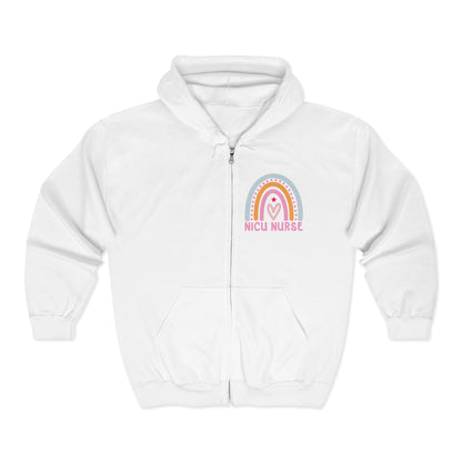 NICU Nurse Boho Rainbow Retro Zip Hoodie