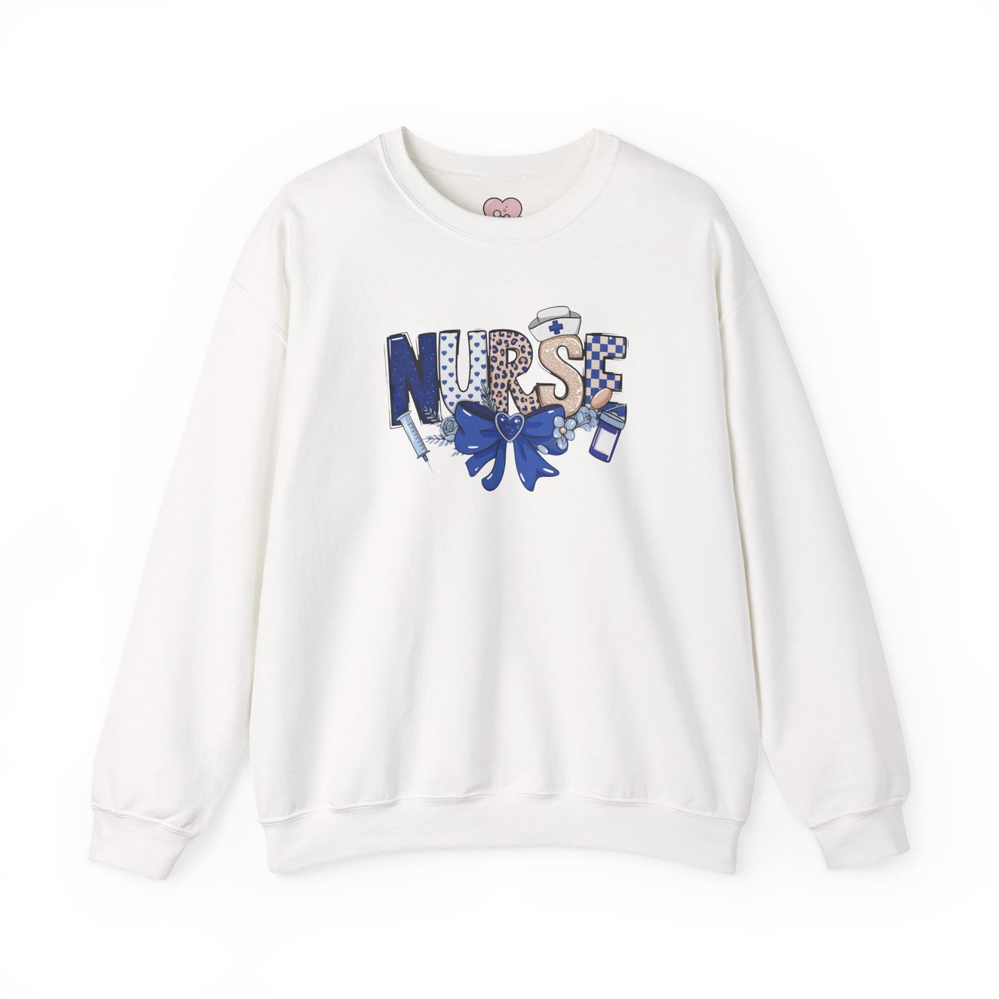 Preppy Nurse Floral Leopard Print Crewneck Sweatshirt